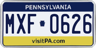 PA license plate MXF0626