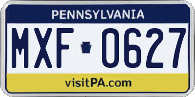 PA license plate MXF0627