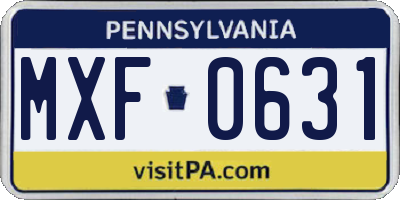 PA license plate MXF0631