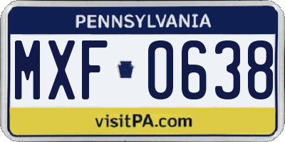 PA license plate MXF0638