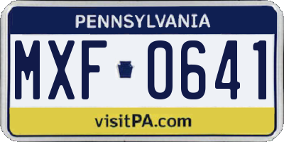 PA license plate MXF0641