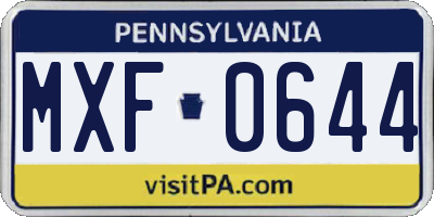 PA license plate MXF0644