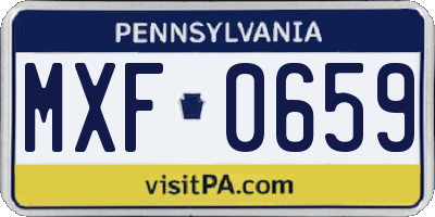 PA license plate MXF0659