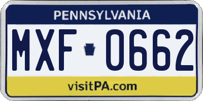 PA license plate MXF0662