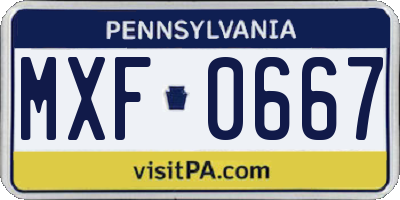 PA license plate MXF0667