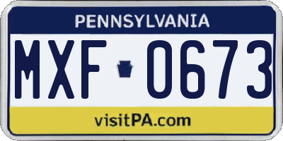 PA license plate MXF0673