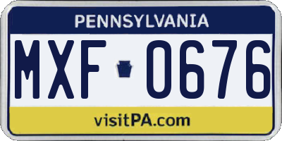 PA license plate MXF0676