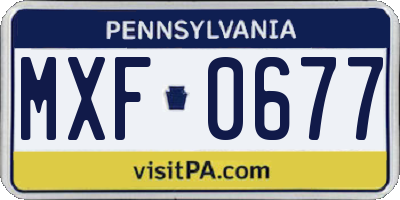 PA license plate MXF0677
