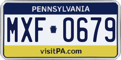 PA license plate MXF0679