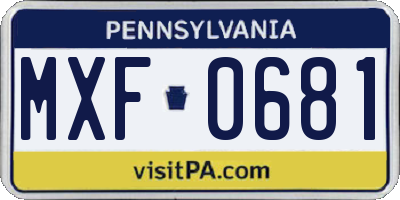 PA license plate MXF0681