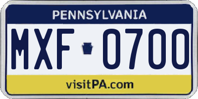PA license plate MXF0700