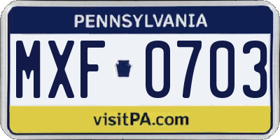 PA license plate MXF0703