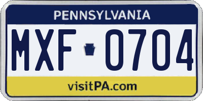 PA license plate MXF0704