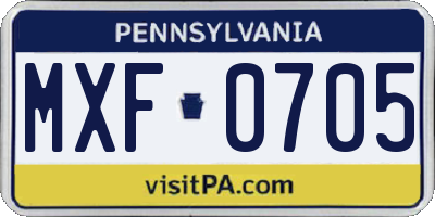 PA license plate MXF0705
