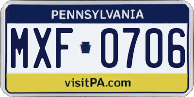 PA license plate MXF0706