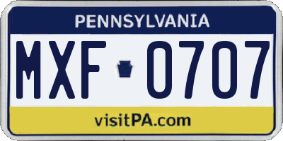 PA license plate MXF0707