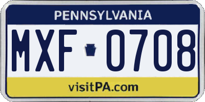 PA license plate MXF0708