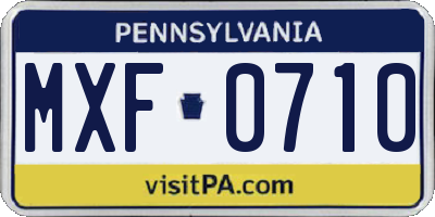 PA license plate MXF0710