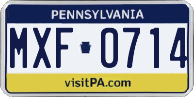 PA license plate MXF0714