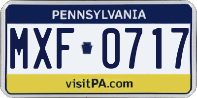 PA license plate MXF0717