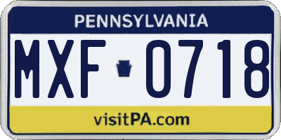 PA license plate MXF0718