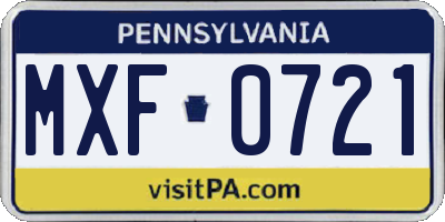 PA license plate MXF0721