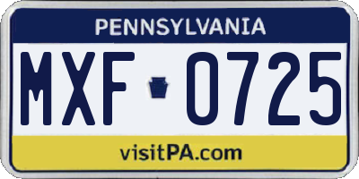 PA license plate MXF0725