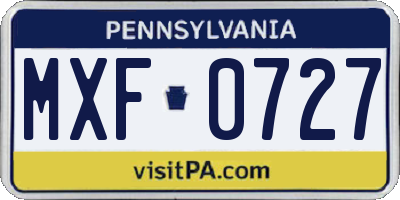 PA license plate MXF0727