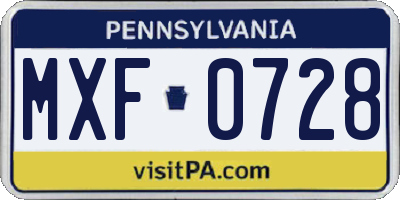 PA license plate MXF0728
