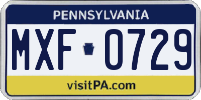 PA license plate MXF0729