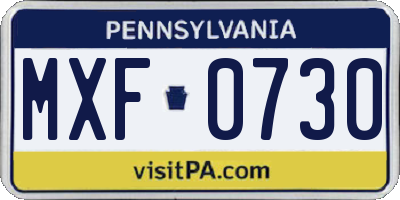 PA license plate MXF0730