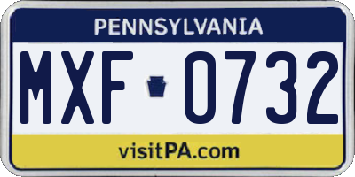 PA license plate MXF0732