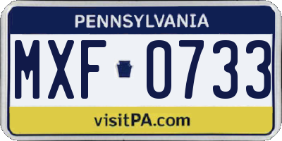 PA license plate MXF0733
