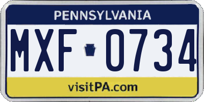 PA license plate MXF0734