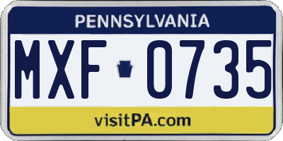 PA license plate MXF0735