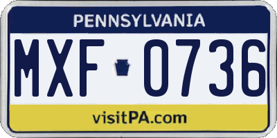 PA license plate MXF0736