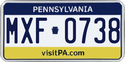 PA license plate MXF0738
