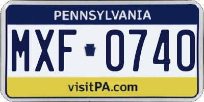 PA license plate MXF0740