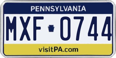 PA license plate MXF0744