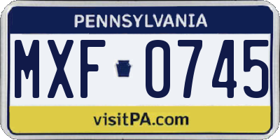 PA license plate MXF0745