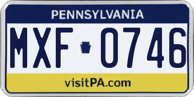 PA license plate MXF0746