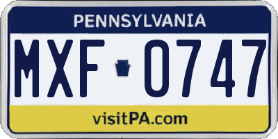 PA license plate MXF0747