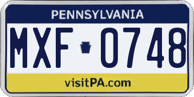 PA license plate MXF0748