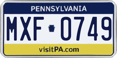 PA license plate MXF0749