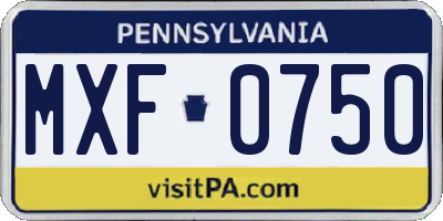 PA license plate MXF0750