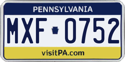 PA license plate MXF0752