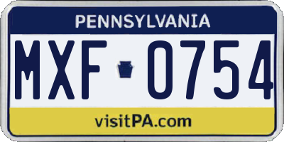 PA license plate MXF0754
