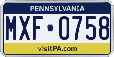PA license plate MXF0758