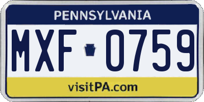 PA license plate MXF0759