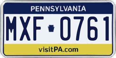 PA license plate MXF0761